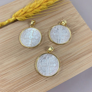 Mother of Pearl Shell Cross Necklace Pendant for Jewelry Making