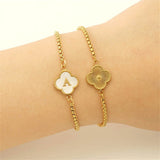 Mom of Pearls Letter Bracelet Stainless Steel A-Z Clover Women Gift