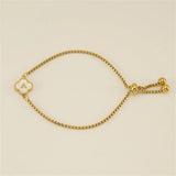 Mom of Pearls Letter Bracelet Stainless Steel A-Z Clover Women Gift