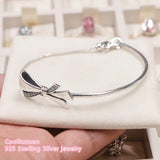 Mother's 925 Sterling Silver Bow Bracelet, Clear CZ for Bracelets Making