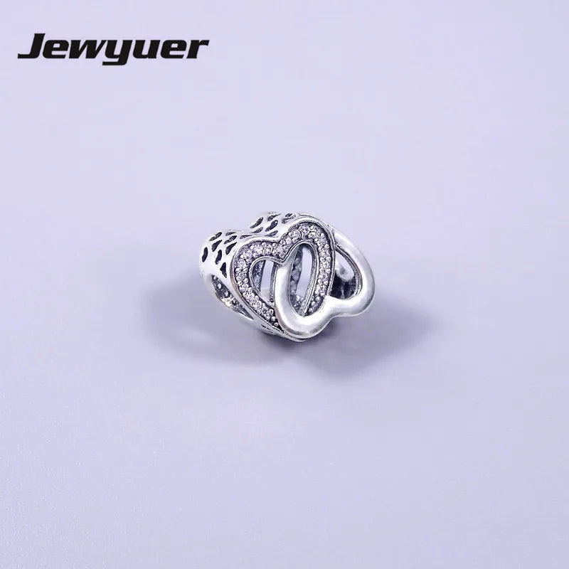 Mother's Love Charm 925 Sterling Silver Hearts Charms Bracelet DIY BE348