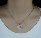 Heart Shaped Pendant Micro Pave Baguette CZ Necklace For Women