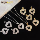 Heart Shaped Pendant Micro Pave Baguette CZ Necklace For Women