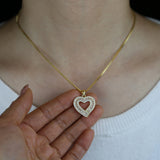 Heart Shaped Pendant Micro Pave Baguette CZ Necklace For Women