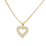 Heart Shaped Pendant Micro Pave Baguette CZ Necklace For Women