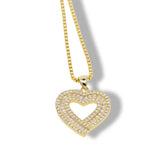 Heart Shaped Pendant Micro Pave Baguette CZ Necklace For Women