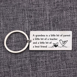 Mother's Gift Charm Keychain: Grandma is Parent, Teacher, Friend