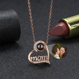 Mom's Gift Photo Necklace 100 Languages Heart Mom Necklace S925