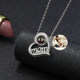 Mom's Gift Photo Necklace 100 Languages Heart Mom Necklace S925