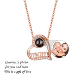Mom's Gift Photo Necklace 100 Languages Heart Mom Necklace S925