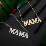 925 Silver CZ MAMA Pendant Necklace, Mother's Gift