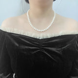 Freshwater Pearl Necklace 925 Sterling Silver for Women Party Fine Jewelry Gift