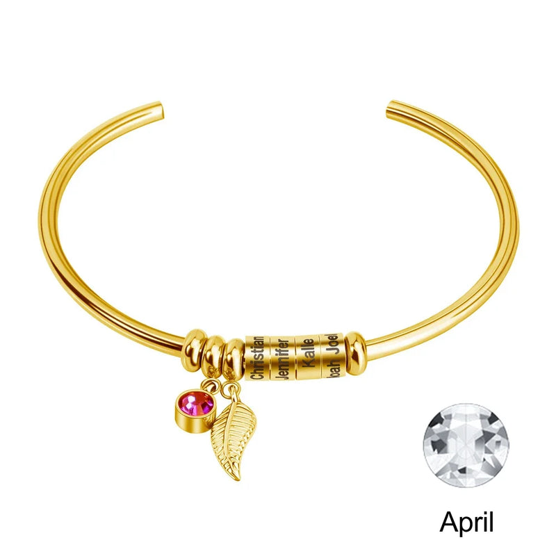 Personalized Birthstone Bangle Bracelet for Women