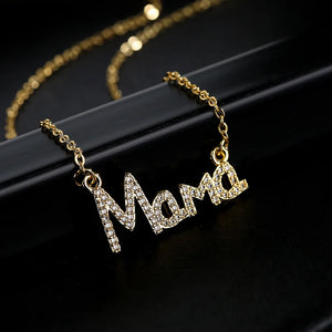 Mother's Gift Mama Letter Pendant Necklace With Zircon Stone