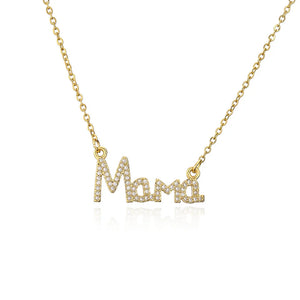 Mother's Gift Mama Letter Pendant Necklace With Zircon Stone