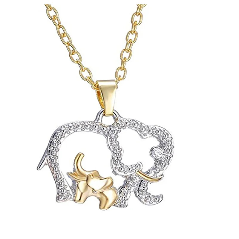 Mother's Gift Necklace Women Elephant Crystal Pendant