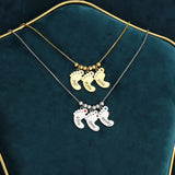 Mother's Personalized Baby Feet Pendant Necklace Engraving Names Foot Birthstone