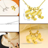Mother's Personalized Baby Feet Pendant Necklace Engraving Names Foot Birthstone
