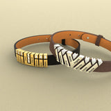 Personalized Family Names Leather Bracelet Engraved, Couple Gift Bangle