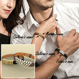 Personalized Family Names Leather Bracelet Engraved, Couple Gift Bangle