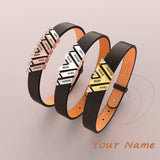 Mother's Gift Women's Leather Bracelet with Crystal Charms