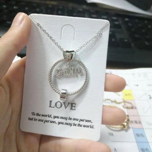 Custom Name Necklace with 12 Birthday Stone and Diamond Mom Bead