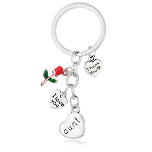 Keychain Gift for Grandma Mom, I Love You Heart Pendant Key Ring