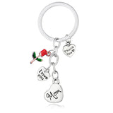 Keychain Gift for Grandma Mom, I Love You Heart Pendant Key Ring