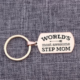Stepmom Keychain BEST STEP MOM Engraved Keyring Stainless Steel Bag Charms
