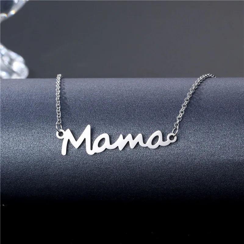 Mom Mama Letter Pendant Necklace Stainless Steel Jewelry