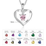 Personalized Heart Necklace for Mom with Name and Birthstone - Anniversary Gift