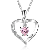 Personalized Heart Necklace for Mom with Name and Birthstone - Anniversary Gift