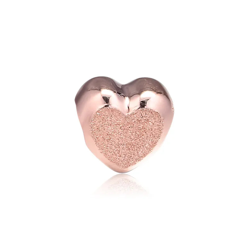 Mother's Rose Heart Charm 925 Silver Jewelry DIY Beads