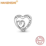925 Sterling Silver MOM Heart Charm Bead DIY Jewelry Accessory