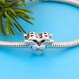 925 Silver Mum Heart Beads with Angel Charm for Bracelet