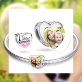 Mom's Gift Sterling Silver Heart Shape Charm Beads for Jewelry DIY