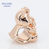 925 Silver Rose Dora Bear Charm Beads for Bracelets Necklace DIY