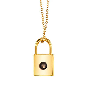 Mother's Gift Photo Projection Necklace Lock Shaped Couple Necklace