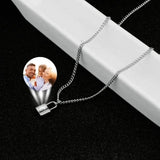 Mother's Gift Photo Projection Necklace Lock Shaped Couple Necklace
