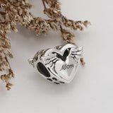 Silver Mum Angel Wings Charm for Bracelet Women Jewelry Logo