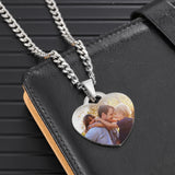 Mothers Heart Necklace with Photo, Stainless Steel Pendant