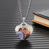 Mothers Heart Necklace with Photo, Stainless Steel Pendant