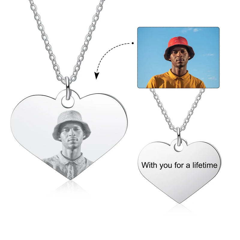 Personalized Mothers Photo Necklace Heart Picture Keepsake