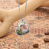 Mom Photo Necklace Personalized Engraved Pendant Heart Shape Stainless Steel