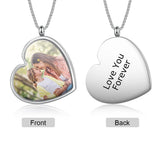 Mom Photo Necklace Personalized Engraved Pendant Heart Shape Stainless Steel
