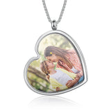 Mom Photo Necklace Personalized Engraved Pendant Heart Shape Stainless Steel