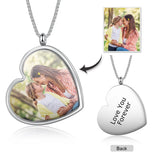 Mom Photo Necklace Personalized Engraved Pendant Heart Shape Stainless Steel