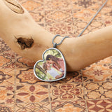 Mom Photo Necklace Personalized Engraved Pendant Heart Shape Stainless Steel