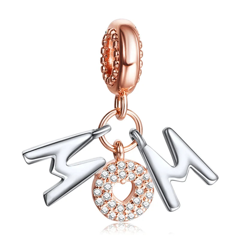 925 Silver Maternal Love Charm Bead Heart Pendant for Bracelet DIY