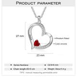 Mom Gift Love Heart Pendant Necklace Grandma Garnet Customize Name Jewelry
